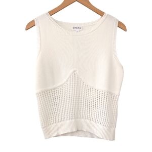 The Drop Pullover V-Neck Mixed Knit Sweater Vest Top White Size Small